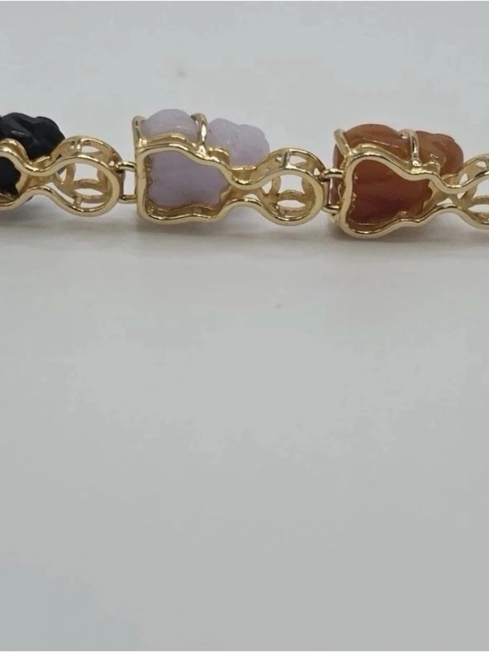 Vintage Real 14k Yellow Gold 19.4g Multicolored Frog Bracelet